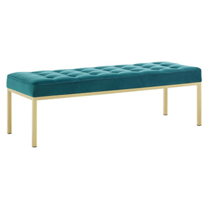 ModwayModway Loft Gold Stainless Steel Leg Large Performance Velvet Bench EEI-3399 EEI-3399-GLD-TEA- BetterPatio.com