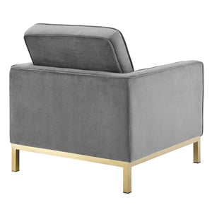 ModwayModway Loft Gold Stainless Steel Leg Performance Velvet 3 Piece Set EEI-4096 EEI-4096-GLD-GRY-SET- BetterPatio.com