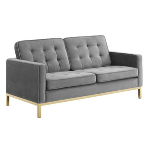 ModwayModway Loft Gold Stainless Steel Leg Performance Velvet 3 Piece Set EEI-4096 EEI-4096-GLD-GRY-SET- BetterPatio.com