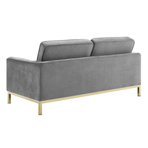 ModwayModway Loft Gold Stainless Steel Leg Performance Velvet 3 Piece Set EEI-4096 EEI-4096-GLD-GRY-SET- BetterPatio.com