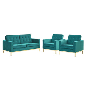 ModwayModway Loft Gold Stainless Steel Leg Performance Velvet 3 Piece Set EEI-4096 EEI-4096-GLD-TEA-SET- BetterPatio.com