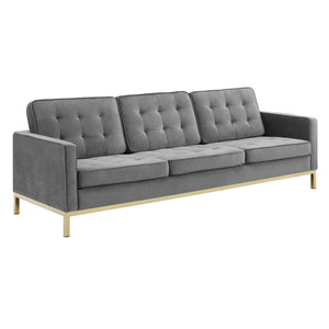 ModwayModway Loft Gold Stainless Steel Leg Performance Velvet 3 Piece Set EEI-4098 EEI-4098-GLD-GRY-SET- BetterPatio.com