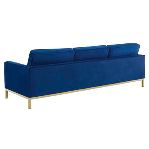 ModwayModway Loft Gold Stainless Steel Leg Performance Velvet Sofa and Armchair Set EEI-4097 EEI-4097-GLD-NAV-SET- BetterPatio.com