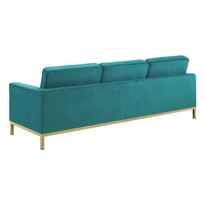 ModwayModway Loft Gold Stainless Steel Leg Performance Velvet Sofa and Armchair Set EEI-4097 EEI-4097-GLD-TEA-SET- BetterPatio.com