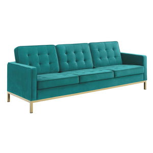 ModwayModway Loft Gold Stainless Steel Leg Performance Velvet Sofa and Armchair Set EEI-4097 EEI-4097-GLD-TEA-SET- BetterPatio.com