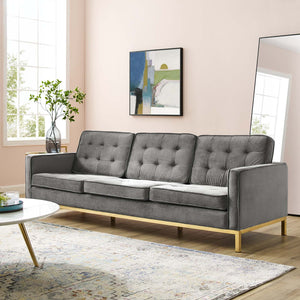 ModwayModway Loft Gold Stainless Steel Leg Performance Velvet Sofa EEI-3387 EEI-3387-GLD-GRY- BetterPatio.com