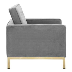 ModwayModway Loft Gold Stainless Steel Performance Velvet Armchair EEI-3393 EEI-3393-GLD-GRY- BetterPatio.com