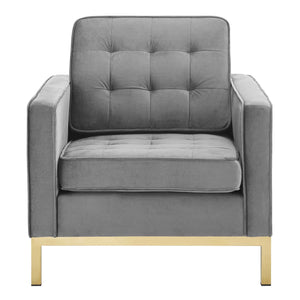 ModwayModway Loft Gold Stainless Steel Performance Velvet Armchair EEI-3393 EEI-3393-GLD-GRY- BetterPatio.com