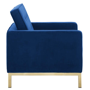 ModwayModway Loft Gold Stainless Steel Performance Velvet Armchair EEI-3393 EEI-3393-GLD-NAV- BetterPatio.com