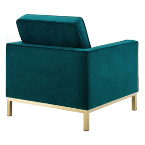 ModwayModway Loft Gold Stainless Steel Performance Velvet Armchair EEI-3393 EEI-3393-GLD-TEA- BetterPatio.com