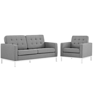 ModwayModway Loft Living Room Set Upholstered Fabric Set of 2 EEI-2442 EEI-2442-LGR-SET- BetterPatio.com