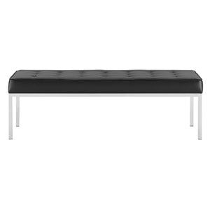 ModwayModway Loft Tufted Large Upholstered Faux Leather Bench EEI-3397 EEI-3397-SLV-BLK- BetterPatio.com