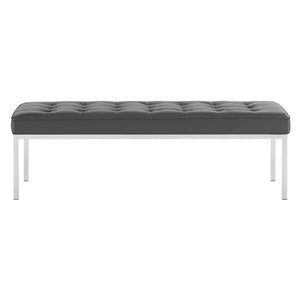 ModwayModway Loft Tufted Large Upholstered Faux Leather Bench EEI-3397 EEI-3397-SLV-GRY- BetterPatio.com