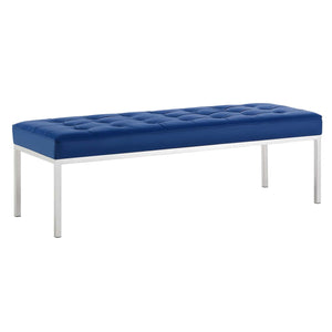 ModwayModway Loft Tufted Large Upholstered Faux Leather Bench EEI-3397 EEI-3397-SLV-NAV- BetterPatio.com