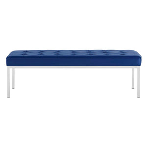 ModwayModway Loft Tufted Large Upholstered Faux Leather Bench EEI-3397 EEI-3397-SLV-NAV- BetterPatio.com