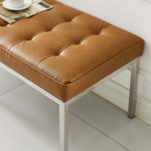 ModwayModway Loft Tufted Large Upholstered Faux Leather Bench EEI-3397 EEI-3397-SLV-TAN- BetterPatio.com