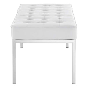 ModwayModway Loft Tufted Large Upholstered Faux Leather Bench EEI-3397 EEI-3397-SLV-WHI- BetterPatio.com