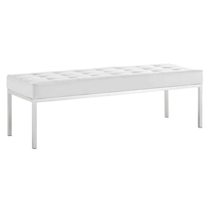 ModwayModway Loft Tufted Large Upholstered Faux Leather Bench EEI-3397 EEI-3397-SLV-WHI- BetterPatio.com