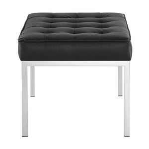 ModwayModway Loft Tufted Medium Upholstered Faux Leather Bench EEI-3400 EEI-3400-SLV-BLK- BetterPatio.com