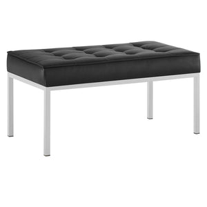 ModwayModway Loft Tufted Medium Upholstered Faux Leather Bench EEI-3400 EEI-3400-SLV-BLK- BetterPatio.com