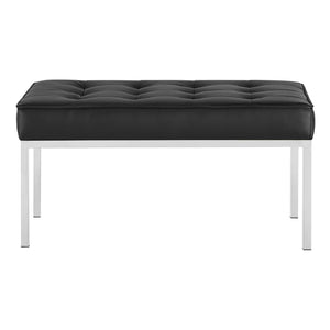 ModwayModway Loft Tufted Medium Upholstered Faux Leather Bench EEI-3400 EEI-3400-SLV-BLK- BetterPatio.com