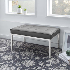 ModwayModway Loft Tufted Medium Upholstered Faux Leather Bench EEI-3400 EEI-3400-SLV-GRY- BetterPatio.com