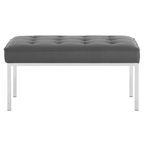 ModwayModway Loft Tufted Medium Upholstered Faux Leather Bench EEI-3400 EEI-3400-SLV-GRY- BetterPatio.com