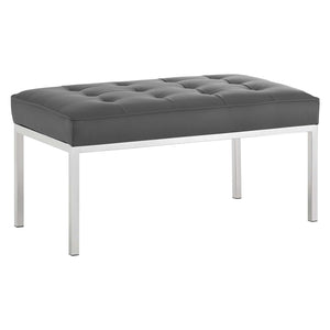 ModwayModway Loft Tufted Medium Upholstered Faux Leather Bench EEI-3400 EEI-3400-SLV-GRY- BetterPatio.com