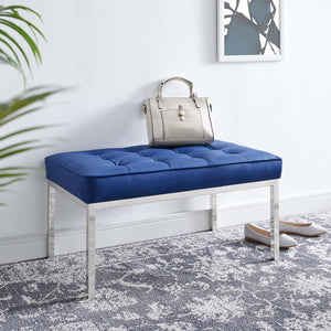 ModwayModway Loft Tufted Medium Upholstered Faux Leather Bench EEI-3400 EEI-3400-SLV-NAV- BetterPatio.com