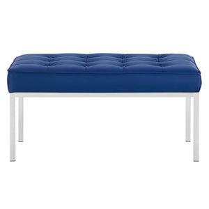 ModwayModway Loft Tufted Medium Upholstered Faux Leather Bench EEI-3400 EEI-3400-SLV-NAV- BetterPatio.com