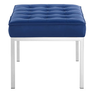 ModwayModway Loft Tufted Medium Upholstered Faux Leather Bench EEI-3400 EEI-3400-SLV-NAV- BetterPatio.com