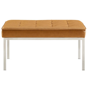 ModwayModway Loft Tufted Medium Upholstered Faux Leather Bench EEI-3400 EEI-3400-SLV-TAN- BetterPatio.com