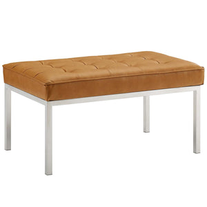 ModwayModway Loft Tufted Medium Upholstered Faux Leather Bench EEI-3400 EEI-3400-SLV-TAN- BetterPatio.com