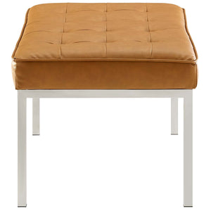 ModwayModway Loft Tufted Medium Upholstered Faux Leather Bench EEI-3400 EEI-3400-SLV-TAN- BetterPatio.com