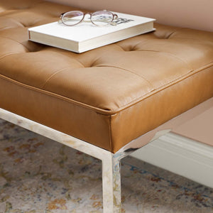 ModwayModway Loft Tufted Medium Upholstered Faux Leather Bench EEI-3400 EEI-3400-SLV-TAN- BetterPatio.com