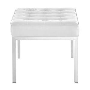 ModwayModway Loft Tufted Medium Upholstered Faux Leather Bench EEI-3400 EEI-3400-SLV-WHI- BetterPatio.com