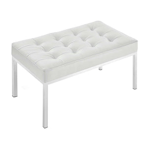 ModwayModway Loft Tufted Medium Upholstered Faux Leather Bench EEI-3400 EEI-3400-SLV-WHI- BetterPatio.com