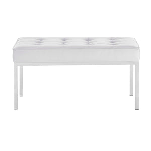 ModwayModway Loft Tufted Medium Upholstered Faux Leather Bench EEI-3400 EEI-3400-SLV-WHI- BetterPatio.com