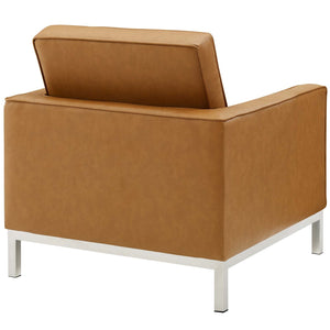 ModwayModway Loft Tufted Upholstered Faux Leather 3 Piece Set EEI-4107 EEI-4107-SLV-TAN-SET- BetterPatio.com