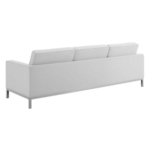 ModwayModway Loft Tufted Upholstered Faux Leather 3 Piece Set EEI-4107 EEI-4107-SLV-WHI-SET- BetterPatio.com