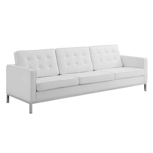 ModwayModway Loft Tufted Upholstered Faux Leather 3 Piece Set EEI-4107 EEI-4107-SLV-WHI-SET- BetterPatio.com