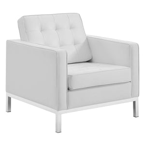 ModwayModway Loft Tufted Upholstered Faux Leather 3 Piece Set EEI-4107 EEI-4107-SLV-WHI-SET- BetterPatio.com