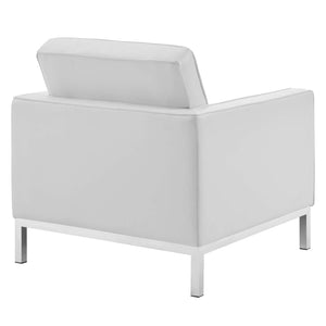 ModwayModway Loft Tufted Upholstered Faux Leather 3 Piece Set EEI-4107 EEI-4107-SLV-WHI-SET- BetterPatio.com