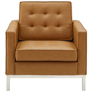 ModwayModway Loft Tufted Upholstered Faux Leather Armchair EEI-3391 EEI-3391-SLV-TAN- BetterPatio.com