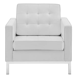 ModwayModway Loft Tufted Upholstered Faux Leather Armchair EEI-3391 EEI-3391-SLV-WHI- BetterPatio.com