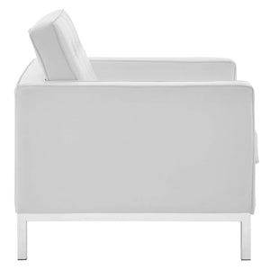 ModwayModway Loft Tufted Upholstered Faux Leather Armchair EEI-3391 EEI-3391-SLV-WHI- BetterPatio.com