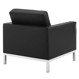 ModwayModway Loft Tufted Upholstered Faux Leather Armchair Set of 2 EEI-4101 EEI-4101-SLV-BLK- BetterPatio.com