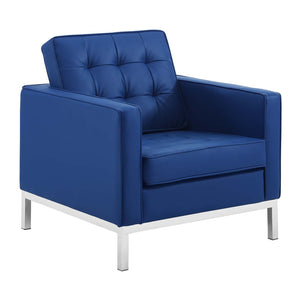 ModwayModway Loft Tufted Upholstered Faux Leather Loveseat and Armchair Set EEI-4102 EEI-4102-SLV-NAV-SET- BetterPatio.com