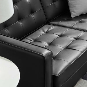 ModwayModway Loft Tufted Upholstered Faux Leather Loveseat EEI-3388 EEI-3388-SLV-BLK- BetterPatio.com