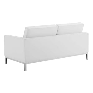 ModwayModway Loft Tufted Upholstered Faux Leather Loveseat EEI-3388 EEI-3388-SLV-WHI- BetterPatio.com